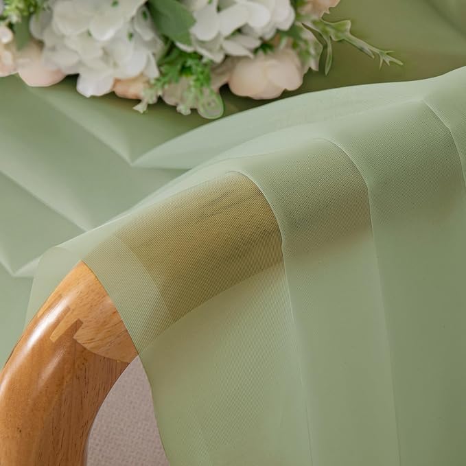 OWENIE Sheer Curtains 78 inches Long 2 Panels Set for Bedroom Living Room, Soft Solid Living Room Rod Pocket Light Filtering Curtains, 2 Pcs Each 42“ W x 78" L, Light Green