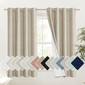 NICETOWN Taupe 100% Blackout Linen Curtains 45 inch Long Burg, Farmhouse Thick Completely Blackout Window Treatment Panels Thermal Insulated Drapes for Cafe (1 Pair, 52" Width Each Panel)