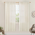 LAMIT Natural Linen Semi Sheer Curtains 78 Inch for Bedroom, Light Filtering Neutral Window Curtains Farmhouse Boho Back Tab and Rod Pocket Panels, Natural Cream Ivory, 2 Panels, 52 x 78 Inch