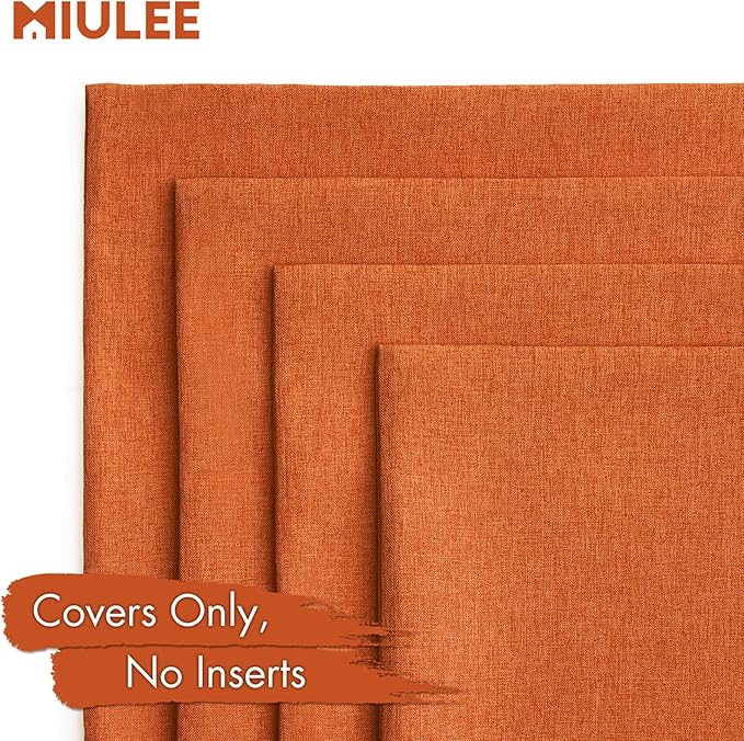 MIULEE Pack of 4 Decorative Throw Pillow Covers Outdoor Linen Waterproof Pillow Covers Farmhouse Cushion Cases for Patio Garden Tent Balcony Couch Sofa 16x16 inch Orange