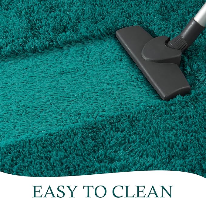 Chicrug Soft Runner Rug for Bedroom Living Room Plush Fluffy Rug 2x6 Feet, Shag Furry Runner Rug Carpet Non Shedding for Nursery Children Kids Girls Room Home Decorative, Teal