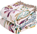 MSGKV Boho Throw Blanket for Bed 60"x80" Floral 100% Cotton Couch Blanket Spring Breathable Lightweight Farmhouse Flower Twin Size Blankets for Sofa Home Decor Muslin All Seasons