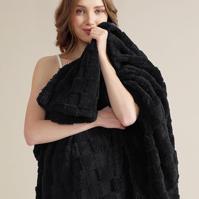 Bedsure GentleSoft Twin Blanket for Bed Black - Super Soft Cozy Blankets for Kids Girls, Cute Fuzzy Fleece Throws for Bedroom Couch, 60x80 Inches