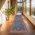 Washable 10 ft Long Runner for Hallway - Navy Blue Kitchen Floor Runner Rug, Pet Friendly Waterproof Non Slip with Rubber Backing, Stain Resistant Laundry Room Rug (3x10 Navy Blue & Terracotta)