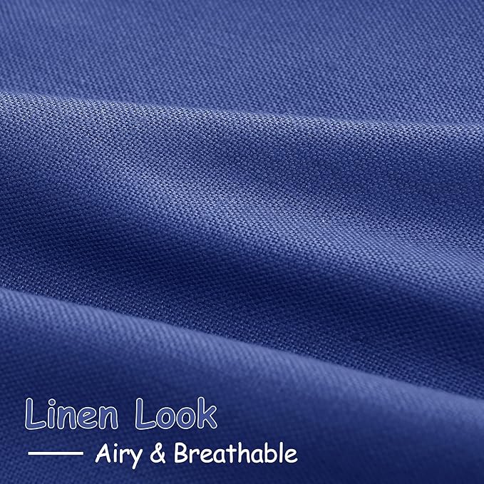 Nanspring Classic Blue Linen Curtains 108 Inches Long for Living Room Bedroom 2 Panels Set Extra Long Back Tab Curtain Light Filtering Sheer Drapes Floor to Ceiling Curtain for Large Windows 52x108