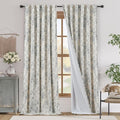 jinchan Blackout Floral Curtains for Living Room Bedroom Linen Blend Curtain Farmhouse Grey Printed with Lined Back Tab Rod Pocket Drapes Window Treatments 2 Panels 96 Inch Gray