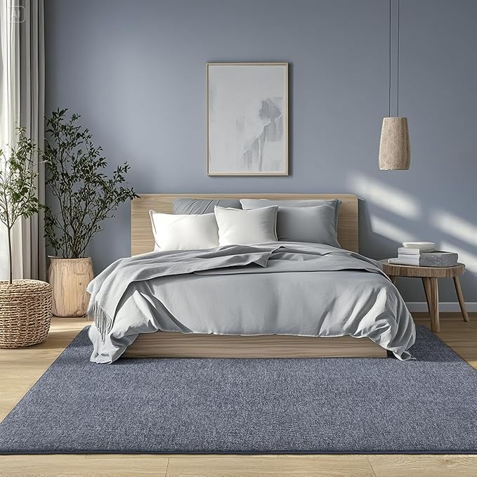 AROGAN Washable 5×7 Living Room Rug, Modern Area Rugs with Soft Memory Foam for Bedroom, Minimalist Non-Slip Indoor Floor Carpet for Dining Room Office Kids Playroom Decor, Navy Blue