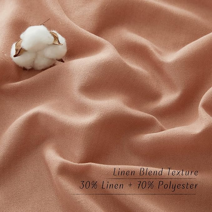 NICETOWN Linen Flax Semi Sheer Curtains 92" Length, Grommet Window Treatments Privacy Added with Light Penetration Vertical Drapes for Loft/Home Office, Terracotta, W55 x L92, 2 Panels