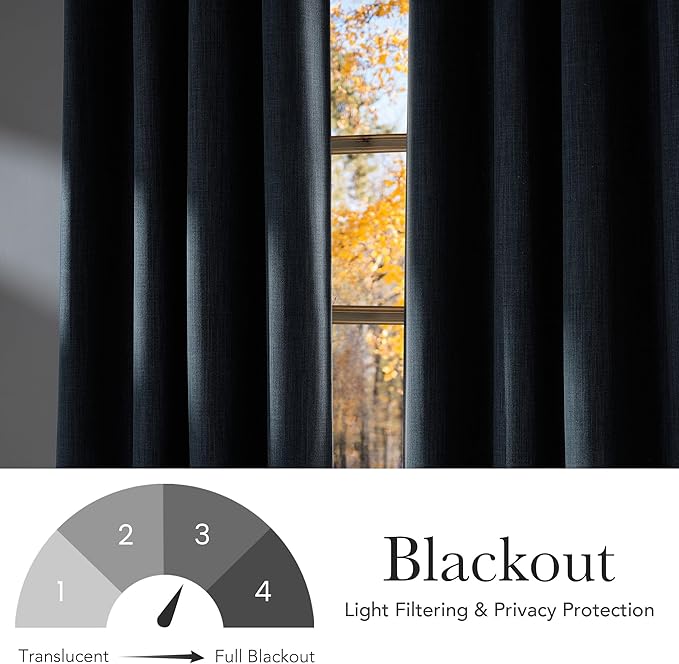 NICETOWN Short Faux Linen Mist Blue Blackout Curtains 63 inches Long for Kitchen - Privacy Panels for Living Room Bedroom, Modern Farmhouse Style Easy Care Grommet Top, 2 Panels, W42 by L63