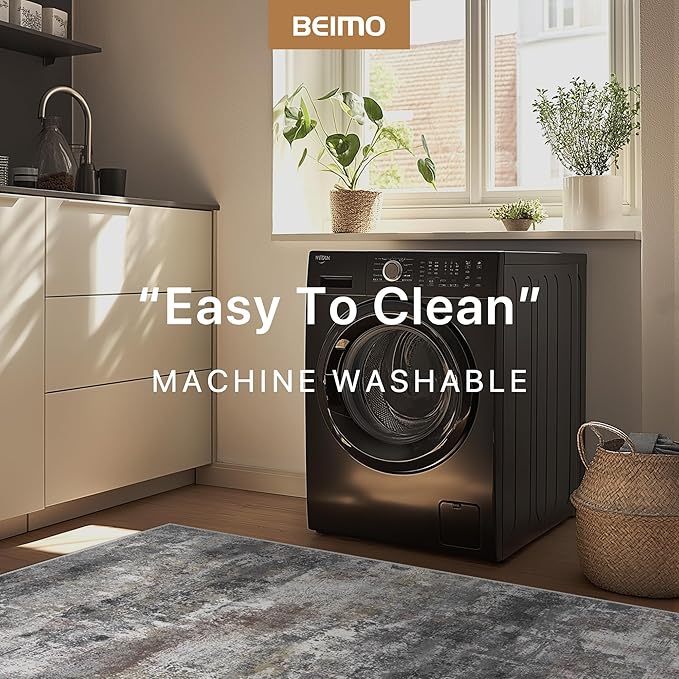 BEIMO Area Rugs 6x9 for Living Room Bedroom, Modern Abstract Machine Washable Soft Dark Gray Rug, Floor Carpet with Non Slip Backing for Dining Room