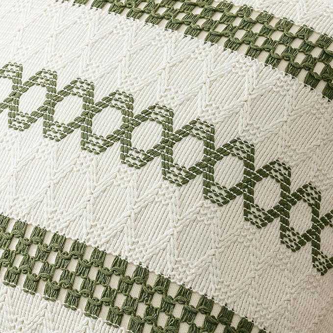 MIULEE Set of 2 Moss Green Boho Decorative Pillow Covers 18x18 Inch Farmhouse Rustic Couch Throw Pillows Modern Summer Cotton Cushion Covers Retro Cute Macrame Woven Spring Decor for Bed Sofa Chair