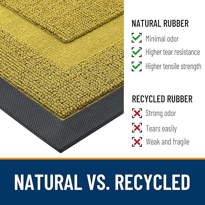 OLANLY Front Door Mat Indoor Outdoor Entrance, Waterproof All-Season, All-Weather Doormat, Sturdy Natural Rubber, Low Profile, Easy Clean Patio Porch Entryway Mat, 47x17, Lime Green