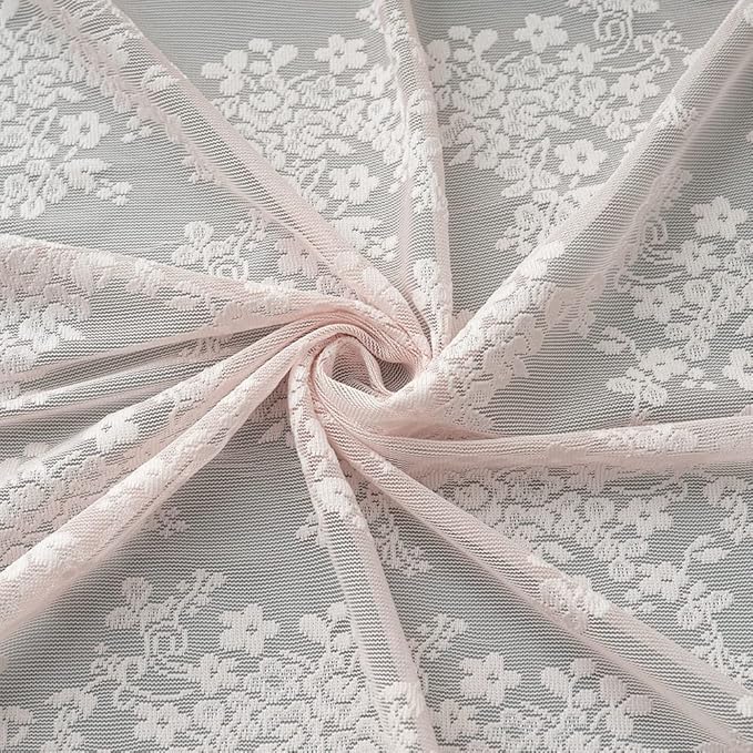 YJ YANJUN Vintage Lace Curtains 72 inchLength Romantic Flowers Sheer Pink Lacy Curtains for Girls Bedroom Living Room Rod Pocket Light Filtering 52 x 72 Inch Dusty Pink