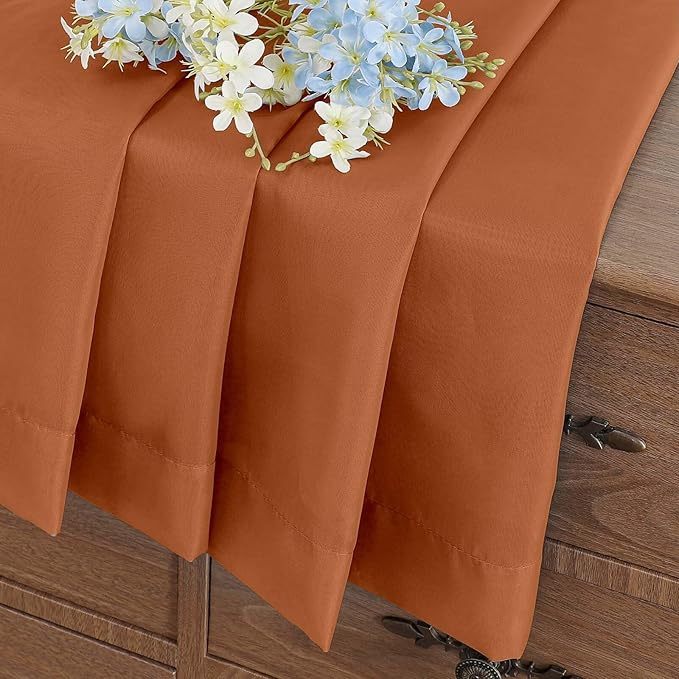 Orange Valances for Windows 14 inch Length 2 Panels Set, Small Voile Sheer Curtains for Bathroom, Soft Fabric Lightweight Light Filtering Kitchen Curtains, Dual Rod Pocket, 2x42Wx14L Inches