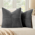 MIULEE Grey Decorative Throw Pillow Covers 20x20 Inch for Couch Bed Sofa Pack of 2 Boho Farmhouse Throw Pillows Soft Cross Corduroy Patchwork Textured Cushion Cases