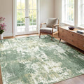 Washable Area Rugs 4'x6' Non-Slip Modern Abstract Soft for Living Room Entryway Bedroom Nursery, Print Pattern, Light Green/Yellow