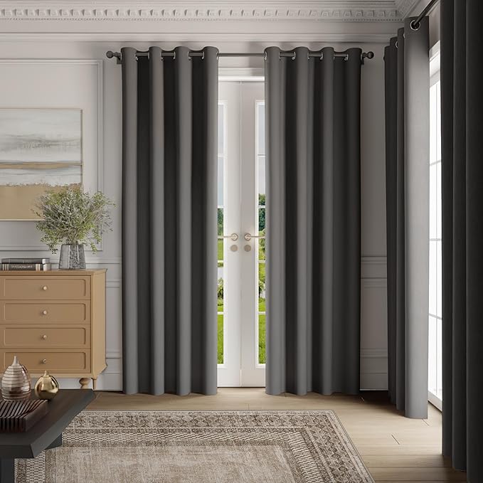 NICETOWN Room Darkening Draperies Curtains Panels, 2 Panels Grey W52 x L72