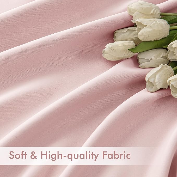 MIULEE Baby Pink Back Tab Blackout Curtains 108 Inch Long 2 Panels Set for Living Room Bedroom Privacy, Rod Pocket/Pinch Pleated Extra Long Thermal Insulated Room Darkening Light Blocking Drapes