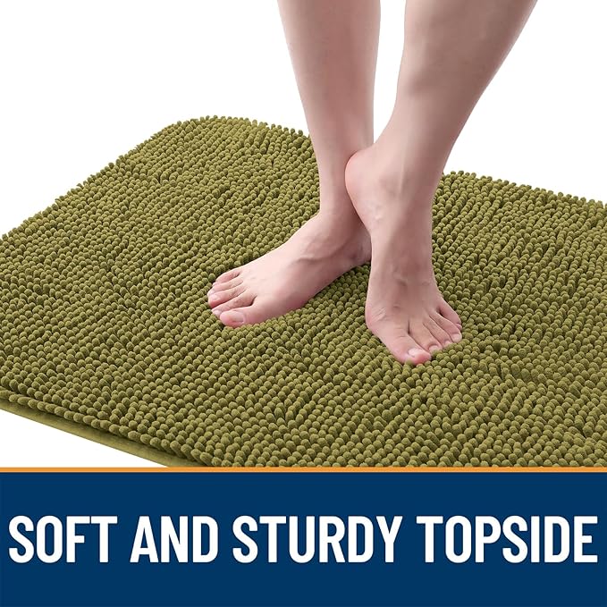 OLANLY Dog Door Mat for Muddy Paws 35x24, Absorbs Moisture and Dirt, Absorbent Non-Slip Washable Doormat, Quick Dry Chenille Mud Mat, Entry Indoor Entryway Carpet for Inside Floor, Willow Green
