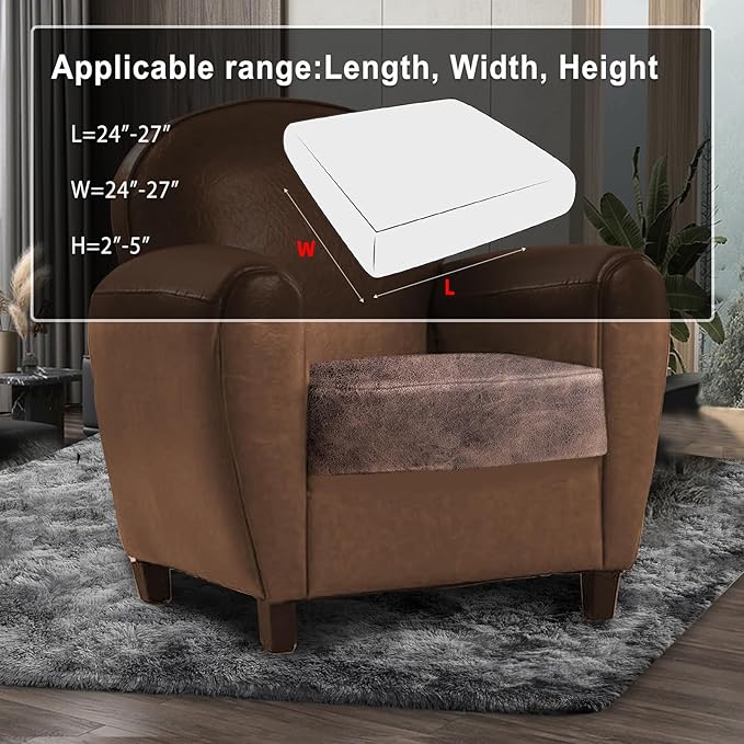 Leather Look Couch Cushion Covers Sofa Seat Slipcovers Sets Couches Furniture Protector for Sectional Armchair Loveseat Pets Kids Stretch Spandex Fabric (1 Cushion Armchair, Light Brown)