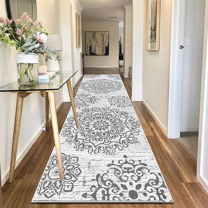 HEBE Hallway Runner Rug 3'x10' Washable Vintage Distressed Area Rugs Non Slip Laundry Rug Runner Boho Floor Carpet Runners for Hallways Entryway Laundry Room Kitchen Bathroom