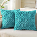 decorUhome Summer Throw Pillow Covers 26x26 Inch Set of 2, Soft Plush Faux Wool Turquoise Solid Couch Pillow Covers, Accent Euro Sham Farmhouse Neutral Square Pillow Cases for Sofa Bed Living Room