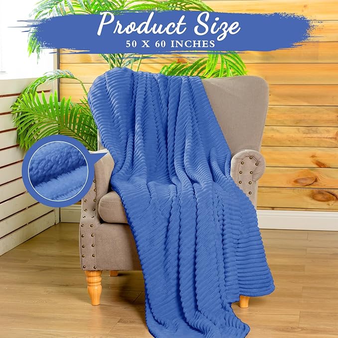 Buryeah 6 Pcs Flannel Throw Blanket Bulk 50 x 60 in Sleepover Blanket Outdoor Wedding Throw Lightweight, Oeko-tex Standard 100 Certified for Sofa Homeless Gifts (Sapphire Blue)