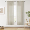 Nanspring Mousse White Linen Curtains for Living Room 72 Inches Long Luxury Light Filtering Semi Sheer Curtain Back Tab Simple Modern Elegant Coastal Decor Drapes for Bedroom Office 52x72, 2 Panels