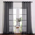 NICETOWN Living Room Sheer Curtains 108 inch Long, Eyelet Top Voile Textured Hazy Sheer Draperies Privacy with Light Penetration for Villa, W54 by L108 inches, 2 Panels, Black
