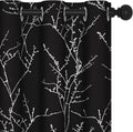 Deconovo Black Blackout Curtains, Thermal Insulated Soundproof Privacy Curtain Drapes, Branch Foil Print, 42 x 63 Inch Long, 2 Panels, Machine‑Washable Window Panel for Bedroom Living Room Office Home