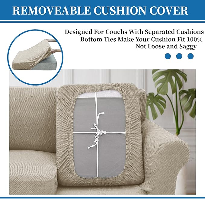 XINEAGE 2026 New 2 Pieces Chair Covers with Arms Super Stretch Chair Slipcover for Living Room Pet Dog Universal Slip Cover Anti Slip Armchair Furniture Protector (Khaki), 31"-46"(1 Cushion)