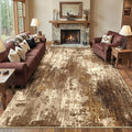 Washable Area Rugs 9'x12' Non-Slip Modern Abstract Soft for Living Room Entryway Bedroom Nursery, Print Pattern, Brown Tan Beige Coffee
