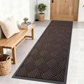 OLANLY Front Door Mat Outside Entrance 71x23, Absorbent, Heavy Duty Sturdy Natural Rubber Doormat Indoor Outdoor, Stain and Fade Resistant, Non-Slip Low Profile Floor Mat for Entryway, Brown Diamond