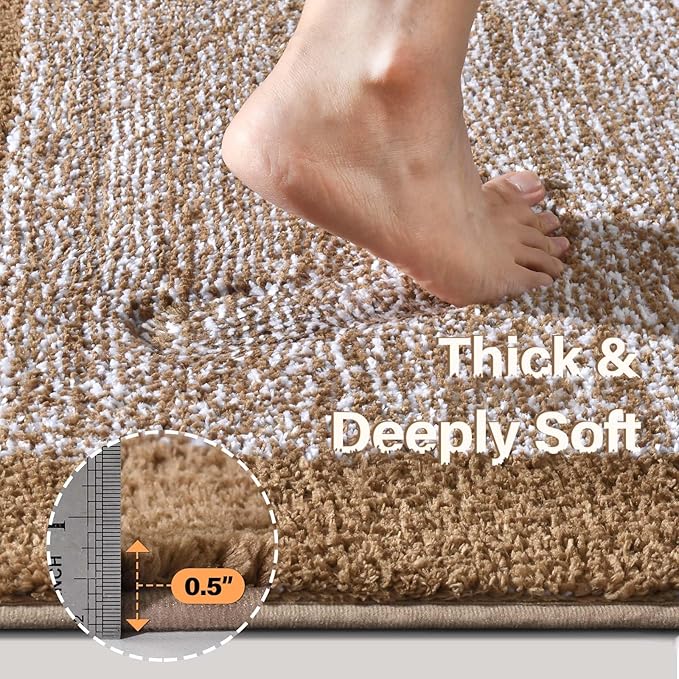 Bathroom Rugs 24x17 Non Slip Washable, Coffee Bath Mat for Bathroom Floor Tub, Soft Absorbent Quick Dry Mats for Shower, Bathtub,Home Decor