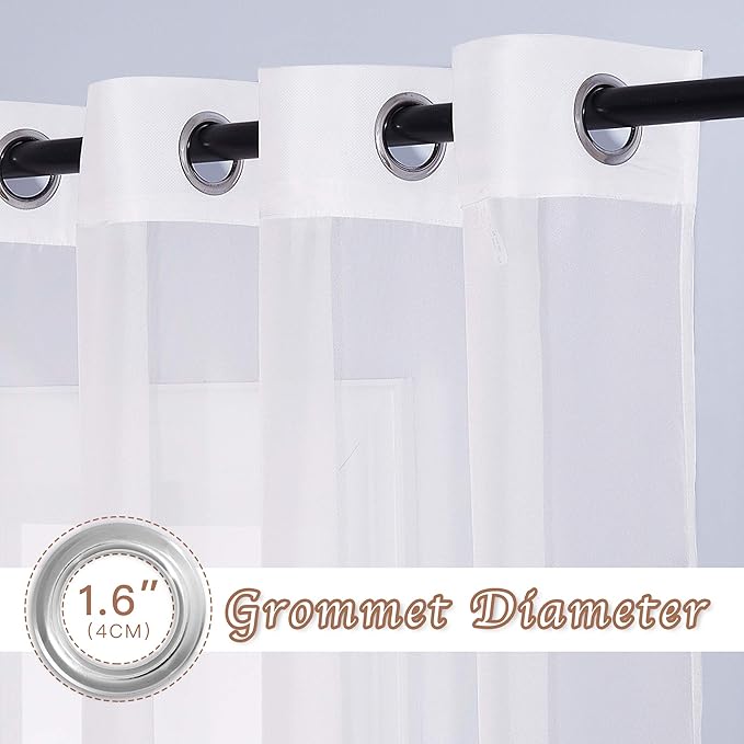 NICETOWN Voile Sheer Window Curtains 63 inch Length - Grommet Living Room Curtain Panels Soft Textured and Lightweight Window Treatments for Bedroom/Flat, Ivory, W37 x L63, 2 Pieces
