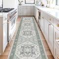 OPPODREAM Soft Entryway Rug 2x10, 2x10 Rug Runner, Washable Hallways Carpet 2 x 10 with Non Slip Backing, Low-Pile Bedside Carpet 2 x 10, Long, Faux Cashmere, Green