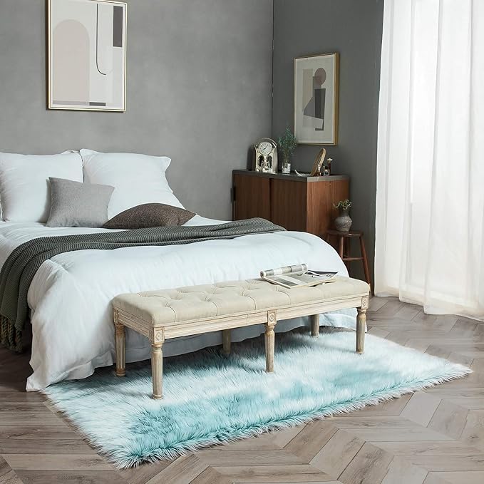 Ashler faux fur rug, Fluffy Shaggy Area Rug Ultra Soft 4 x 6 Feet Rectangle Fur Rug Frosted Bottom Spring Green Fuzzy Rug Machine Washable Shag Rug, Nursery Decor Throw Rugs for Bedroom, Living Room