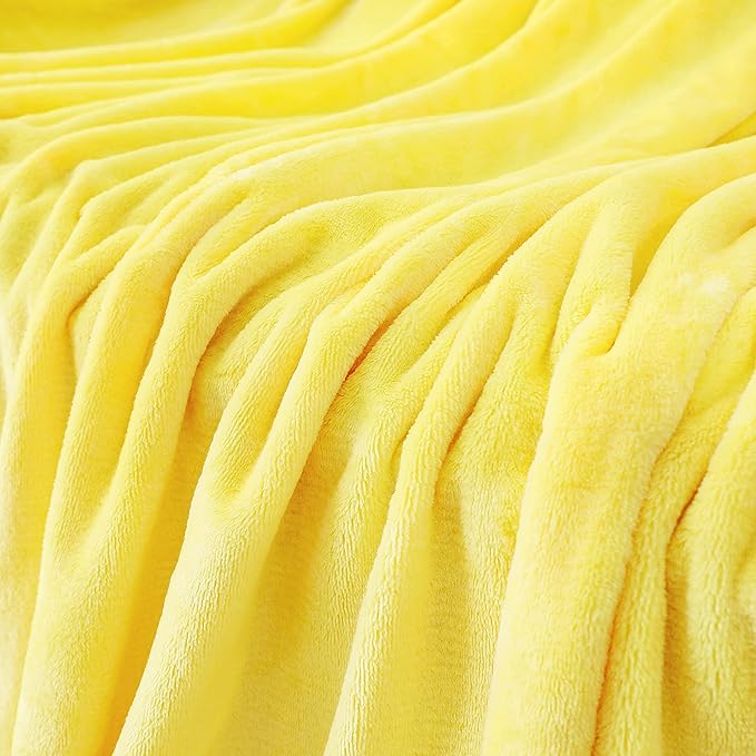 JIAHANNHA Fleece Blanket King Size Yellow 108 by 90 Inches Throw Blankets for Bed Sofa Couch 280GSM,Super Soft Cozy and Luxury Bed Blanket for All Season