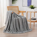 Grey Fleece Throw Blanket 60”×80” for Couch Sofa Bed,Super Soft Cozy Plush Microfiber Flannel Blanket with Stripes Design Lightweight for Adults,Woman,Girls