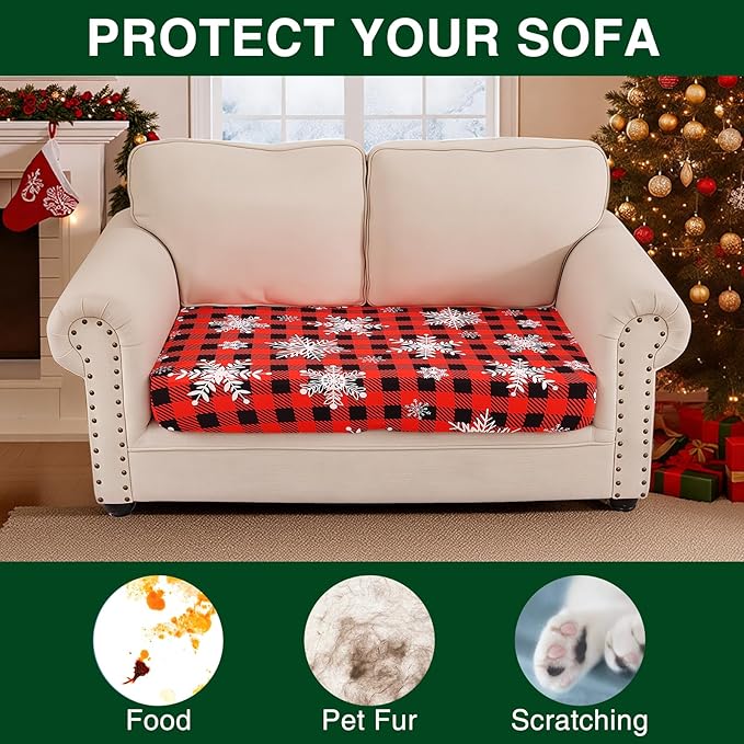 Smiry Printed Couch Cushion Covers, Stretch Soft Couch Covers for Sofa, Washable Non-Slip Sofa Slipcover Furniture Protector for Indoor and Outdoor (Medium, Burgundy)