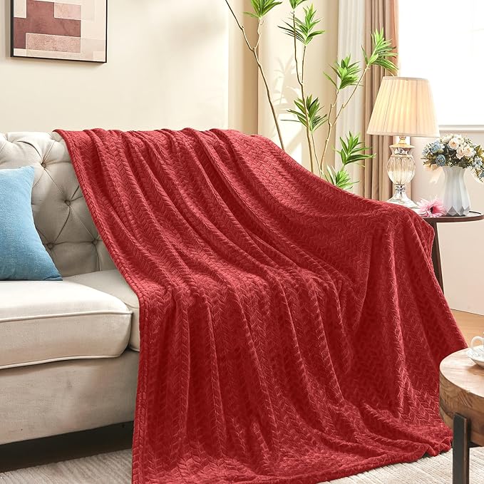 inhand Fleece Twin Blanket for Bed Ruby red Throw Blanket for Couch Super Soft Cozy Warm Blankets and Throws Lightweight Fuzzy Large Blanket for Sofa Bed Office,60x90 inches