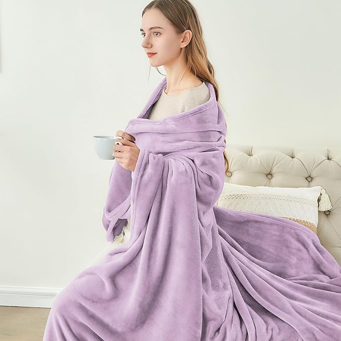 BEDELITE Fleece Blanket Twin Size Lilac Throw Blankets for Couch & Bed, 300GSM Luxury Plush Cozy Fuzzy Blanket 60x80 inches, Super Soft Warm Lightweight Throw Blanket for Travel Camping