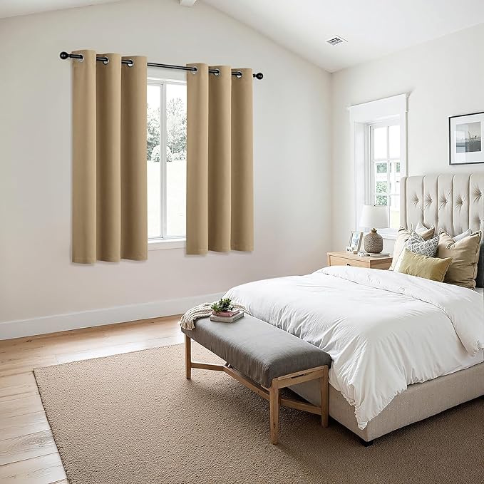 MIULEE Taupe Brown Blackout Curtains for Bedroom Living Room 54 Inches Long 2 Panels, Thermal Insulated Room Darkening Drapes Solid Grommet Noise Reduction Light Blocking Window Treatments 40x54 Inch