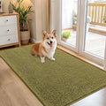 OLANLY Dog Door Mat for Muddy Paws 54x32, Absorbs Moisture and Dirt, Absorbent Non-Slip Washable Doormat, Quick Dry Chenille Mud Mat, Entry Indoor Entryway Carpet for Inside Floor, Willow Green
