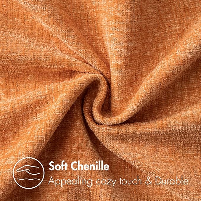 MIULEE Pack of 2 Orange Throw Pillow Covers 20x20 Inch Soft Chenille Pillow Covers for Sofa Living Room Couch Solid Dyed Cases