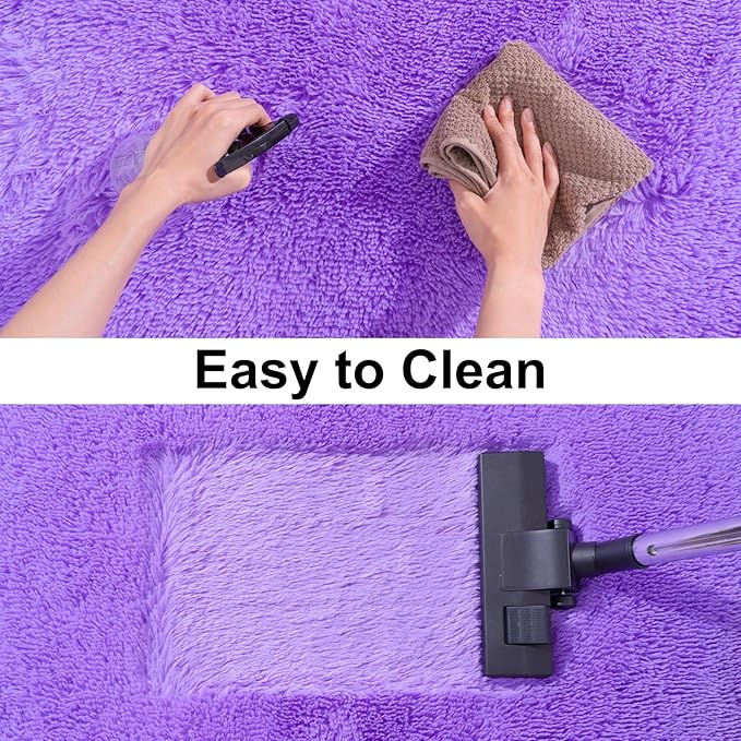 Ultra Soft Runner Rugs for Bedroom Hallways with Upgraded Non-Slip Rubber Backing & Thick Memory Sponge, 2 Packs 2x6 Feet Fluffy Shag Throw Area Rug for Bedside Dorm Light Purple