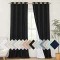 NICETOWN Vintage Open Linen Weave Flax Thermal Curtains, 100% Blackout Curtains 120 inches Long for Dining Room, Soundproof Window Treatment Drapes for Hall Room, Black, 52" Wide Per Panel, Set of 2