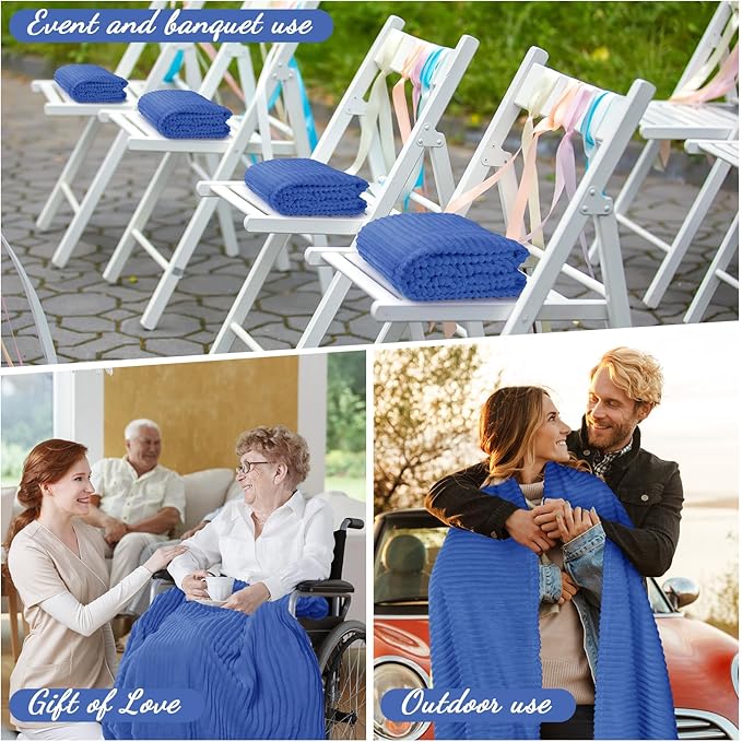 Buryeah 6 Pcs Flannel Throw Blanket Bulk 50 x 60 in Sleepover Blanket Outdoor Wedding Throw Lightweight, Oeko-tex Standard 100 Certified for Sofa Homeless Gifts (Sapphire Blue)