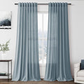 Nanspring Light Blue Linen Curtains 108 Inches Long for Living Room Bedroom 2 Panels Set Extra Long Back Tab Curtain Light Filtering Sheer Drapes Floor to Ceiling Curtain for Large Windows 52x108.