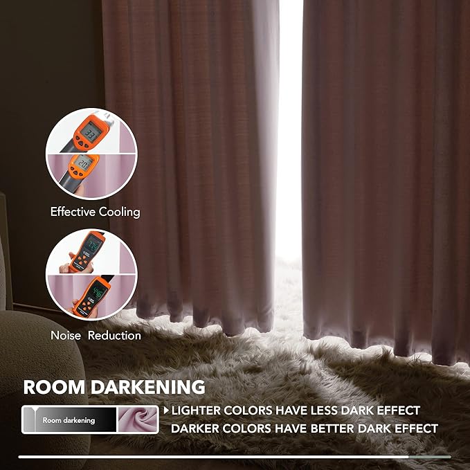Deconovo Blackout Curtains, Thermal Insulated, W52 x L95 2 Panels, Back Tab, Machine Washable, Room-Darkening Drapes for Bedroom/Living Room Lavender
